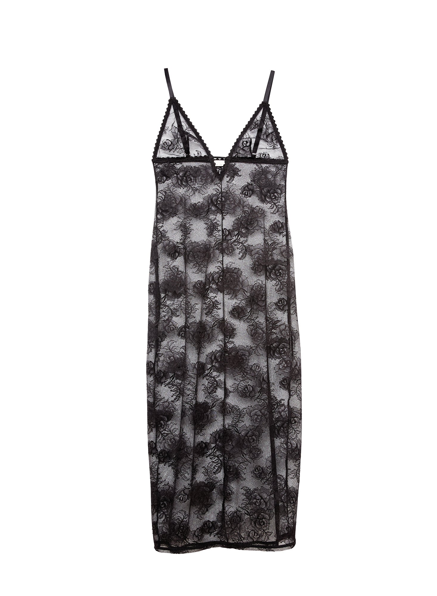 Fleur du Mal Black Long Bouquet Lace Slip