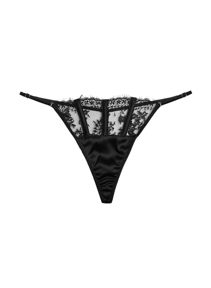 Fleur du Mal Black Frankie Lace V-String