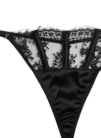Fleur du Mal Black Frankie Lace V-String