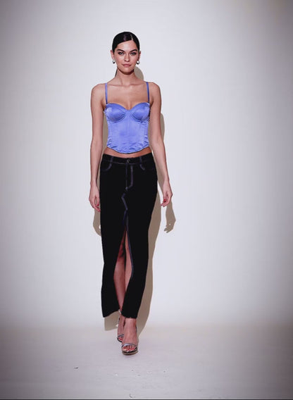 Fleur du Mal Black Silk Maxi Skirt