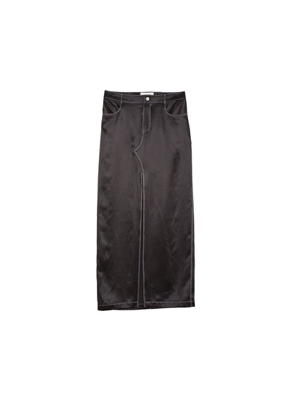 Fleur du Mal Black Silk Maxi Skirt