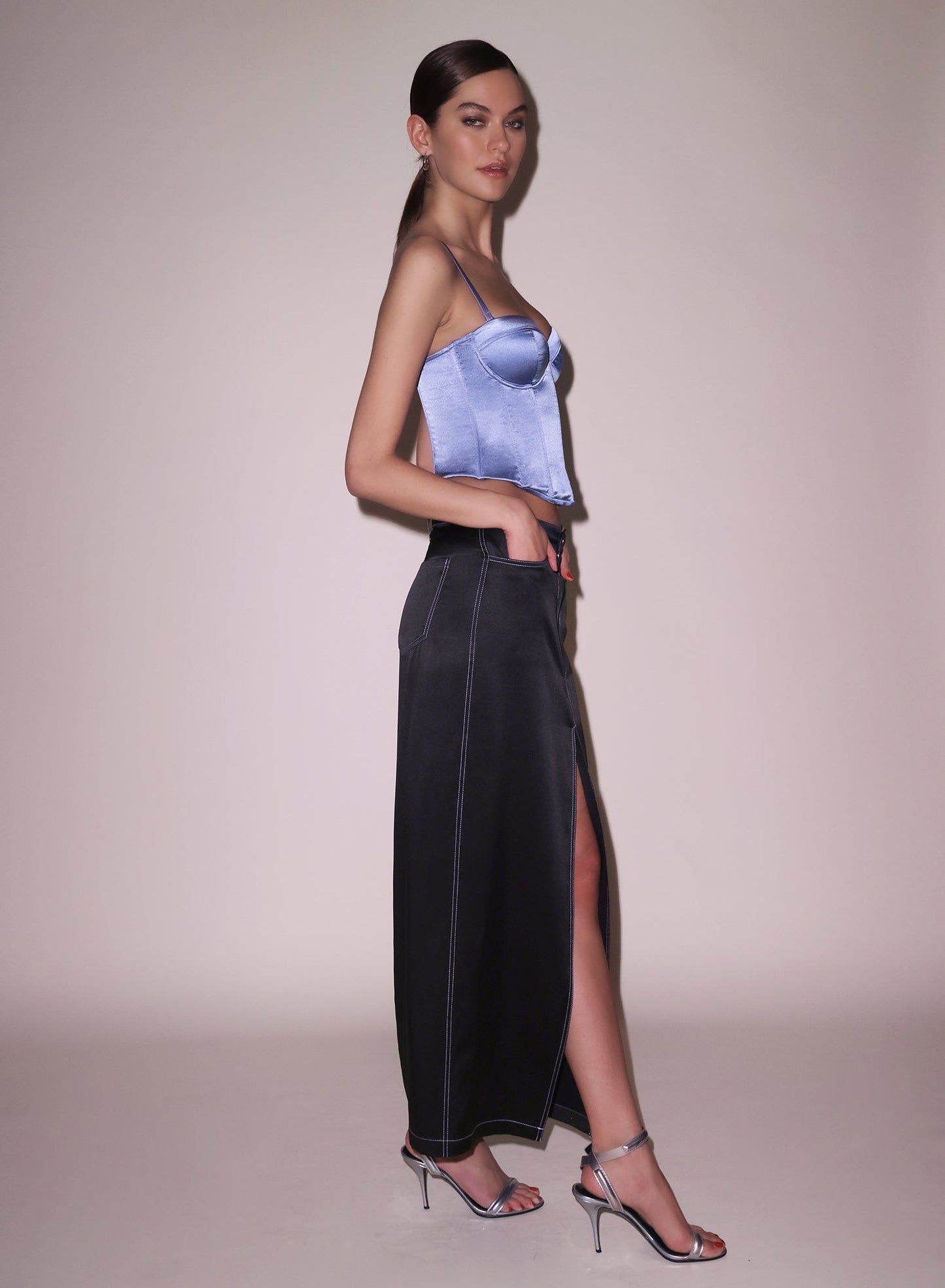 Fleur du Mal Black Silk Maxi Skirt