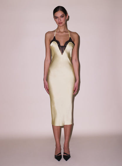 Fleur du Mal Buttercream Buckle T-Strap Dress