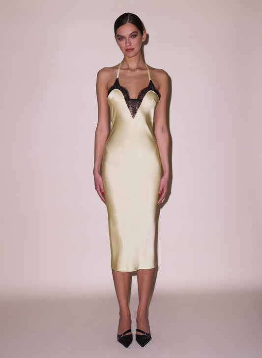 Fleur du Mal Buttercream Buckle T-Strap Dress