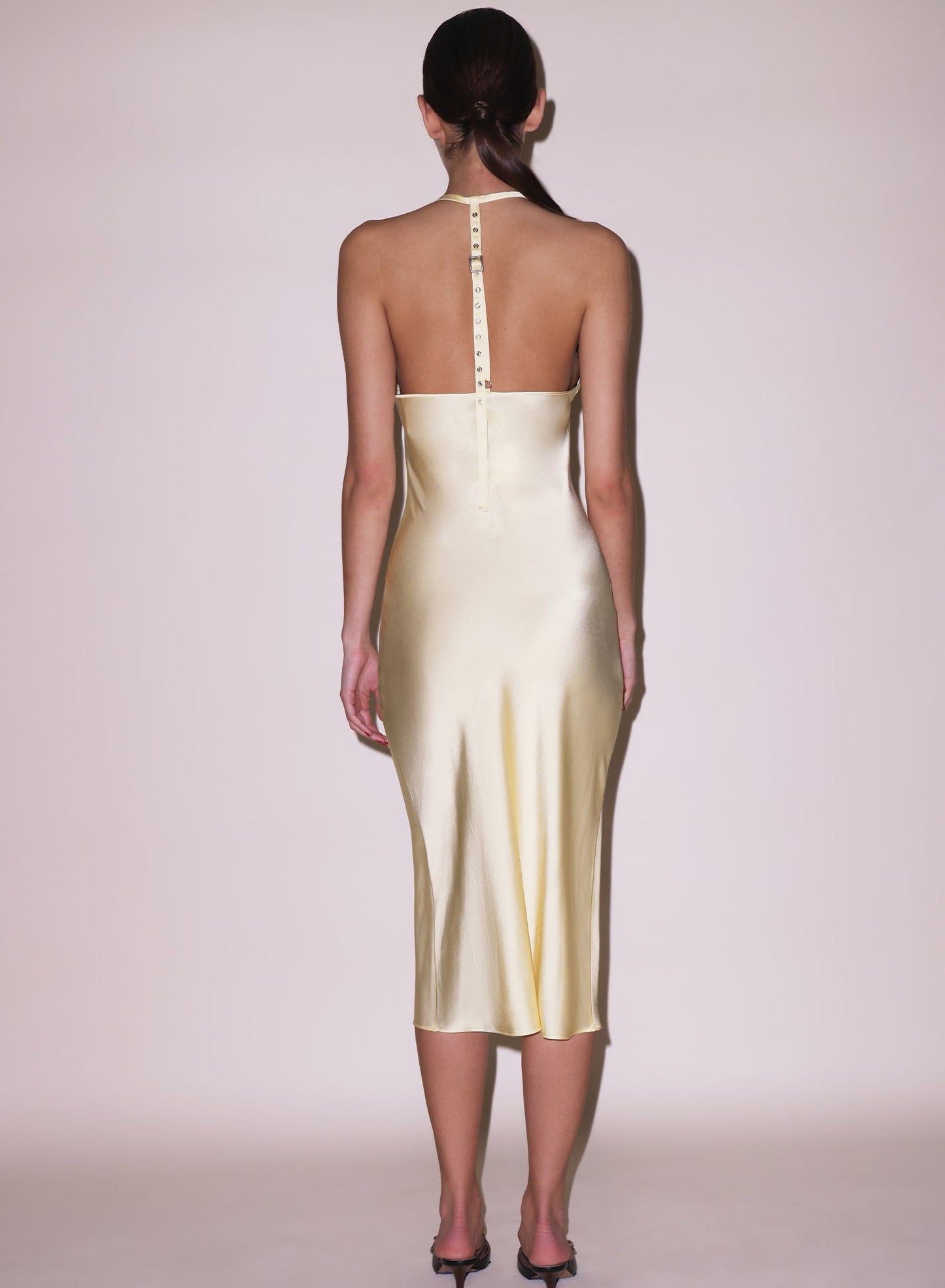 Fleur du Mal Buttercream Buckle T-Strap Dress