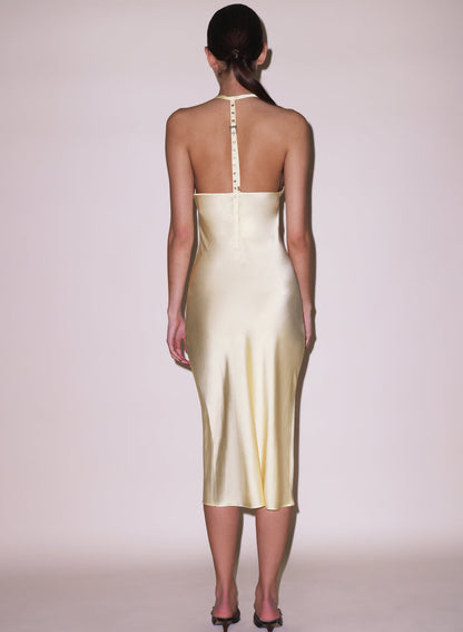 Fleur du Mal Buttercream Buckle T-Strap Dress