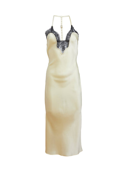 Fleur du Mal Buttercream Buckle T-Strap Dress