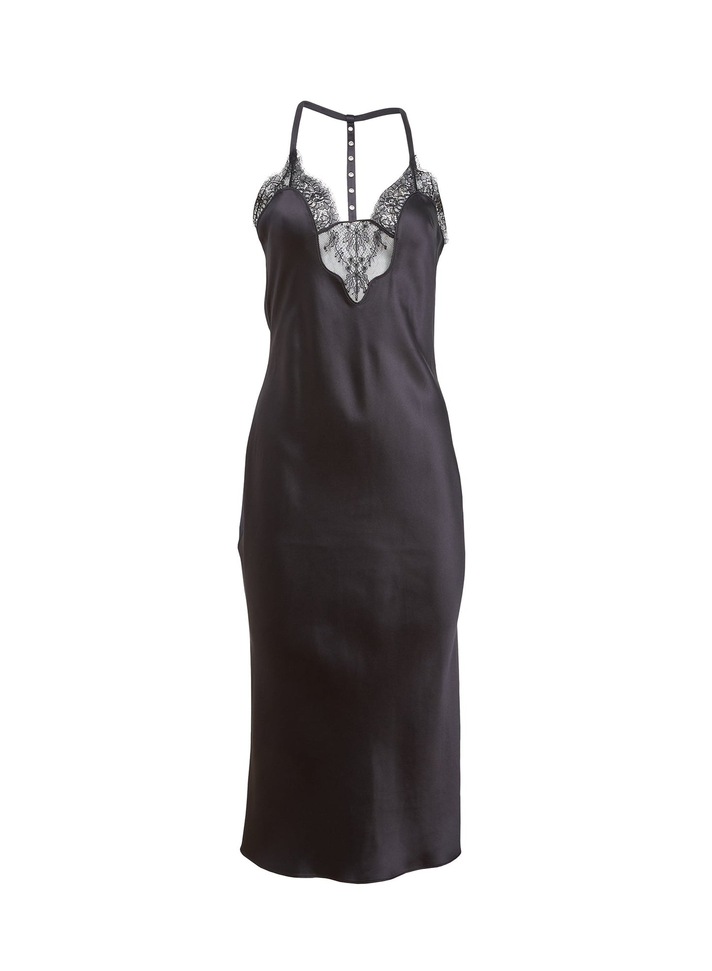 Fleur du Mal Black Buckle T-Strap Dress