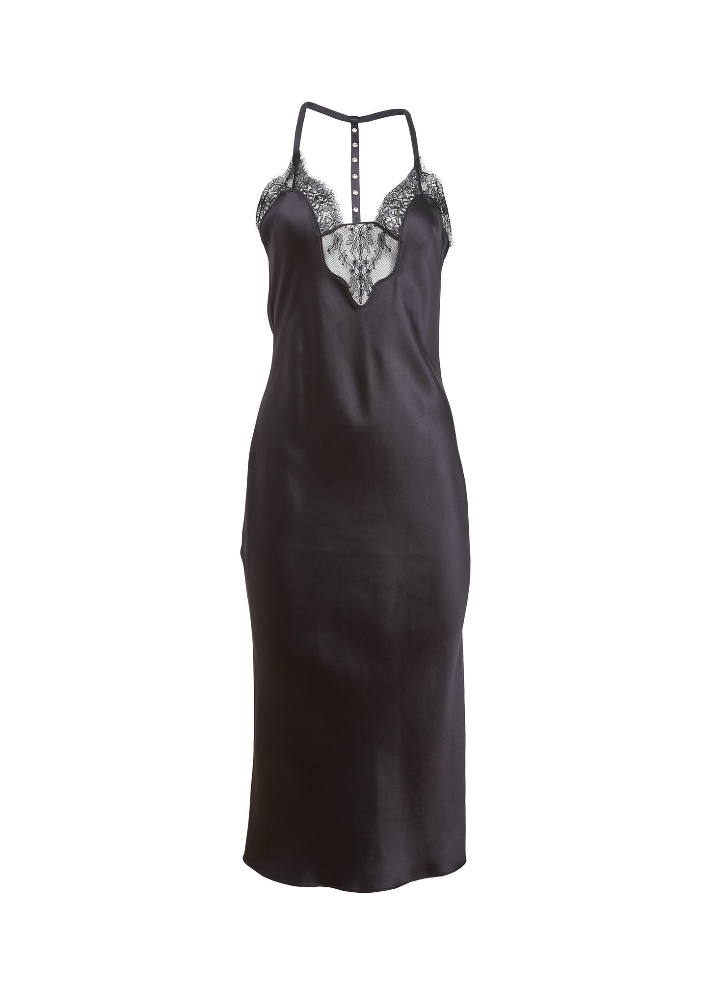 Fleur du Mal Black Buckle T-Strap Dress