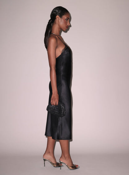 Fleur du Mal Black Buckle T-Strap Dress