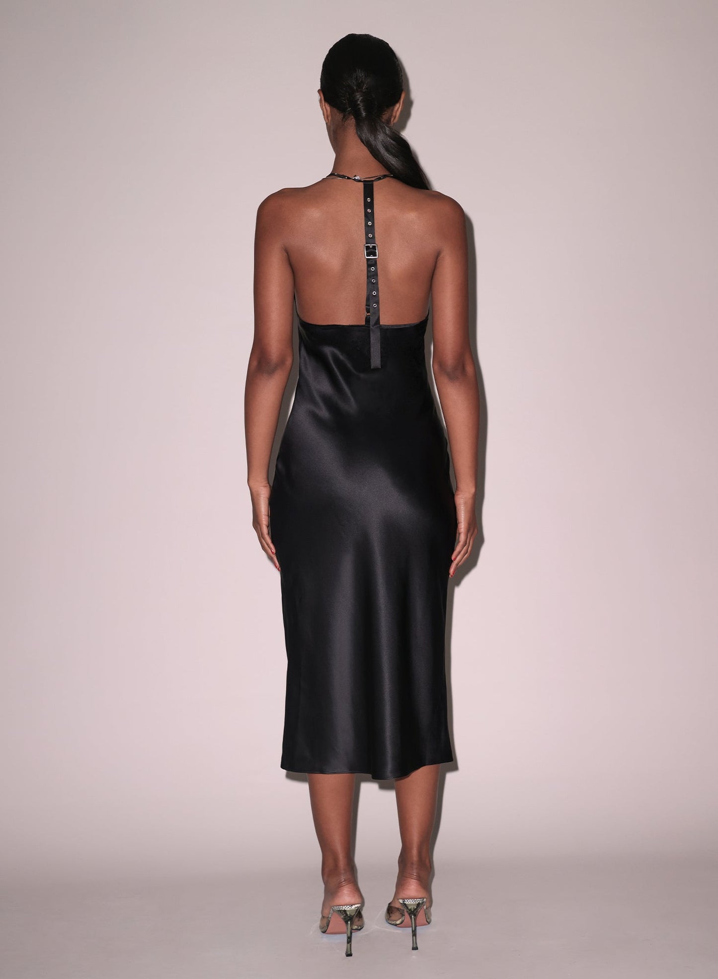 Fleur du Mal Black Buckle T-Strap Dress