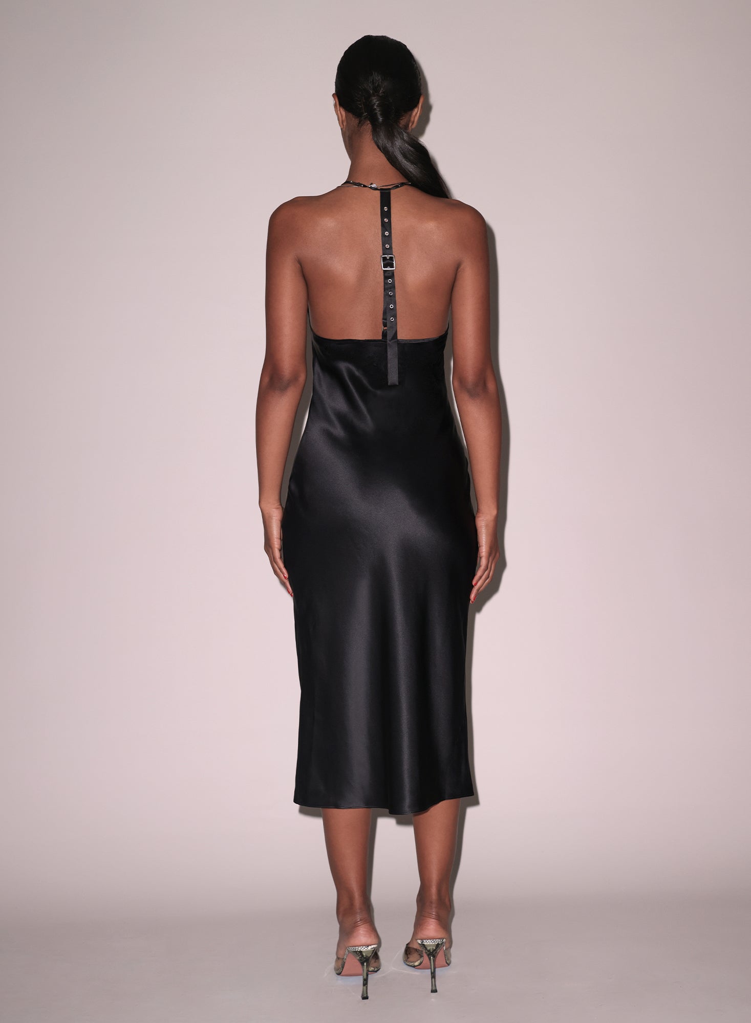 Fleur du Mal Black Buckle T-Strap Dress