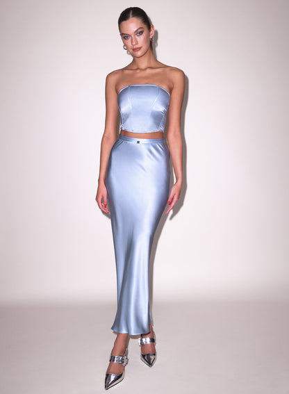 Fleur du Mal Pastel Sky Silk Corset Top