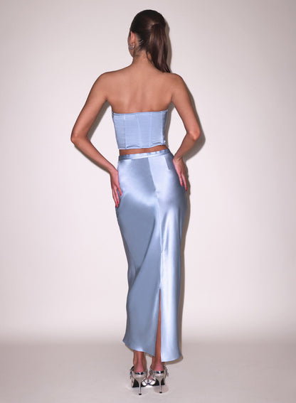 Fleur du Mal Pastel Sky Silk Corset Top
