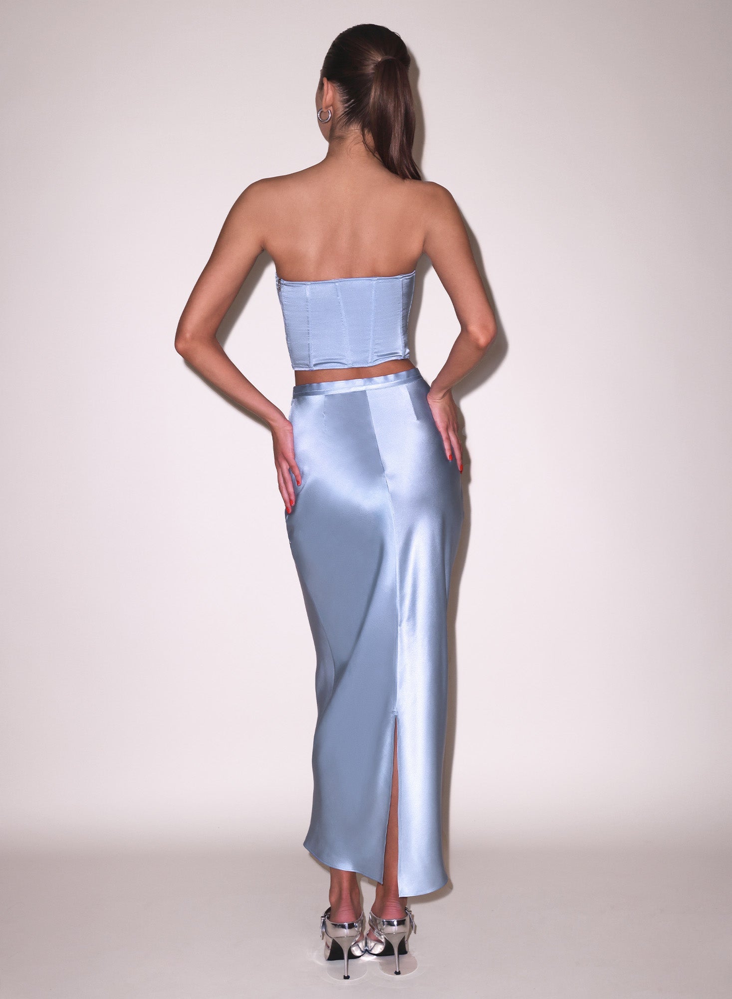 Fleur du Mal Pastel Sky Silk Bias Skirt