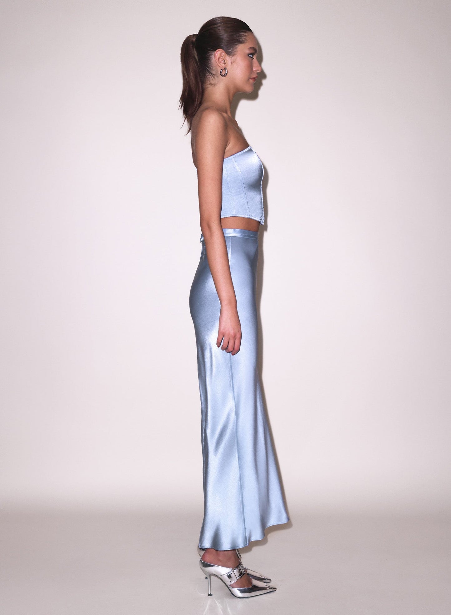 Fleur du Mal Pastel Sky Silk Bias Skirt