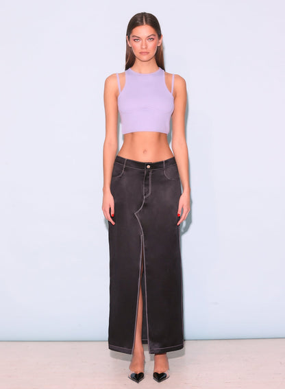 Fleur du Mal Lavender Strappy Ribbed Tank