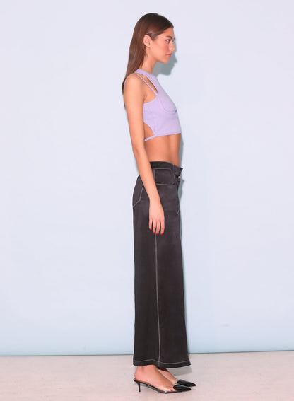 Fleur du Mal Lavender Strappy Ribbed Tank