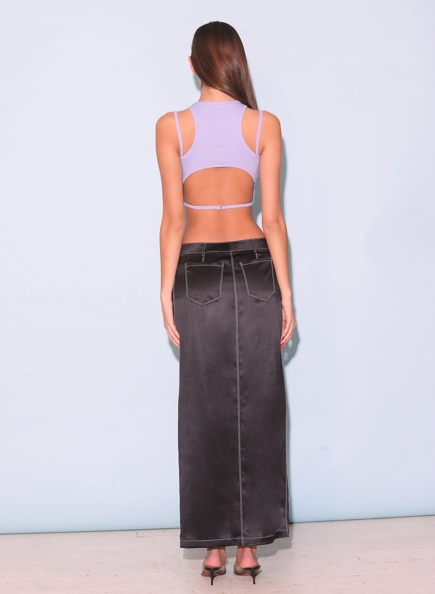 Fleur du Mal Lavender Strappy Ribbed Tank