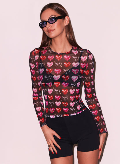 Fleur du Mal Black Heartbreaker Long Sleeve Top