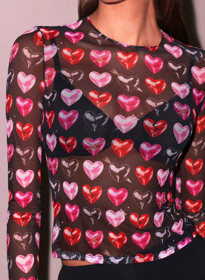 Fleur du Mal Black Heartbreaker Long Sleeve Top