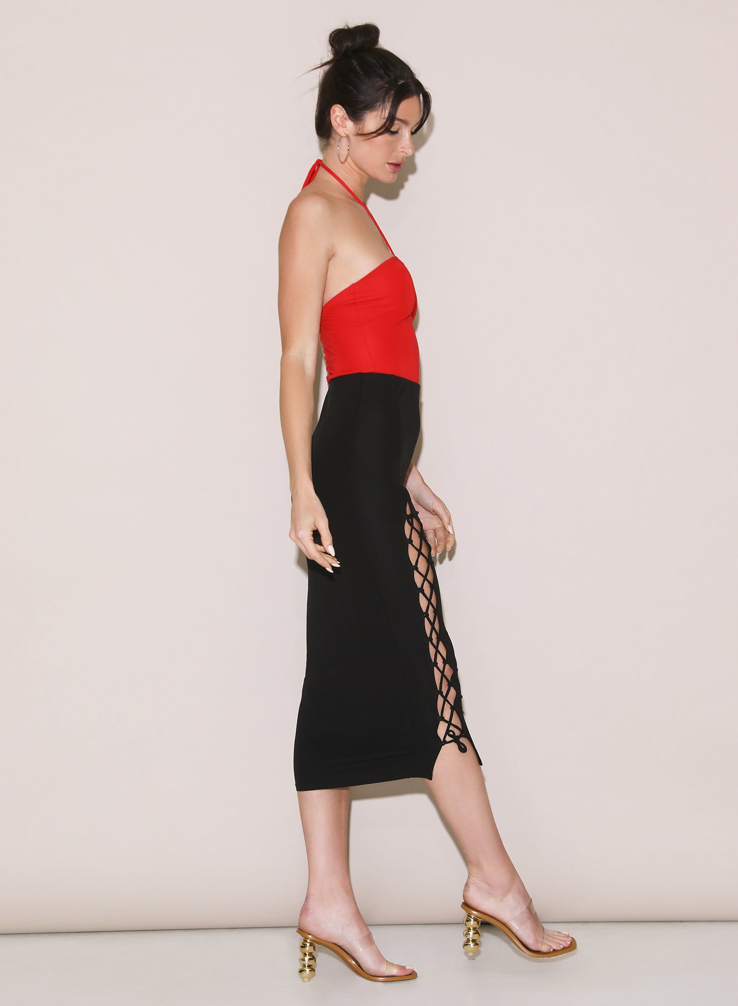 Fleur du Mal Black Jersey Lace Up Skirt