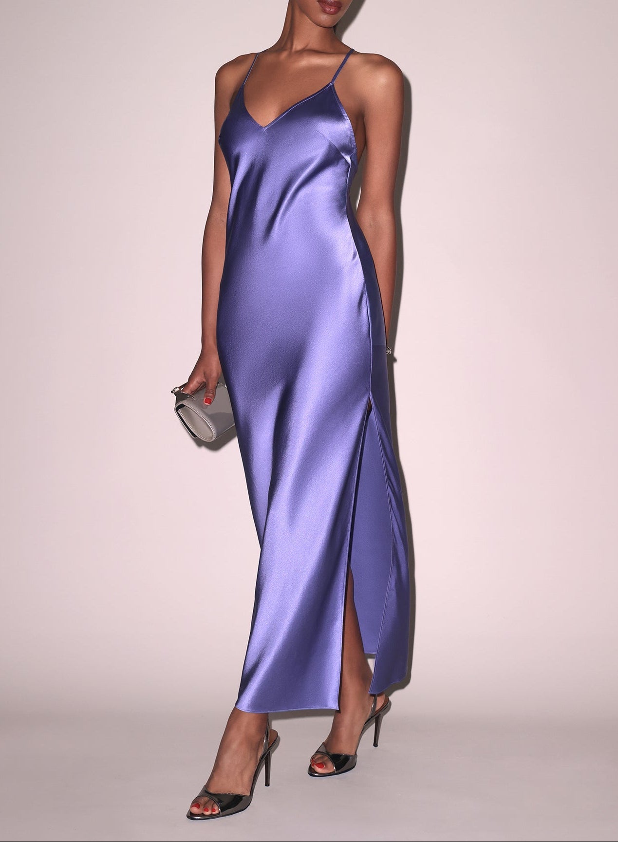Fleur du Mal Maxi High Slit Slip Dress