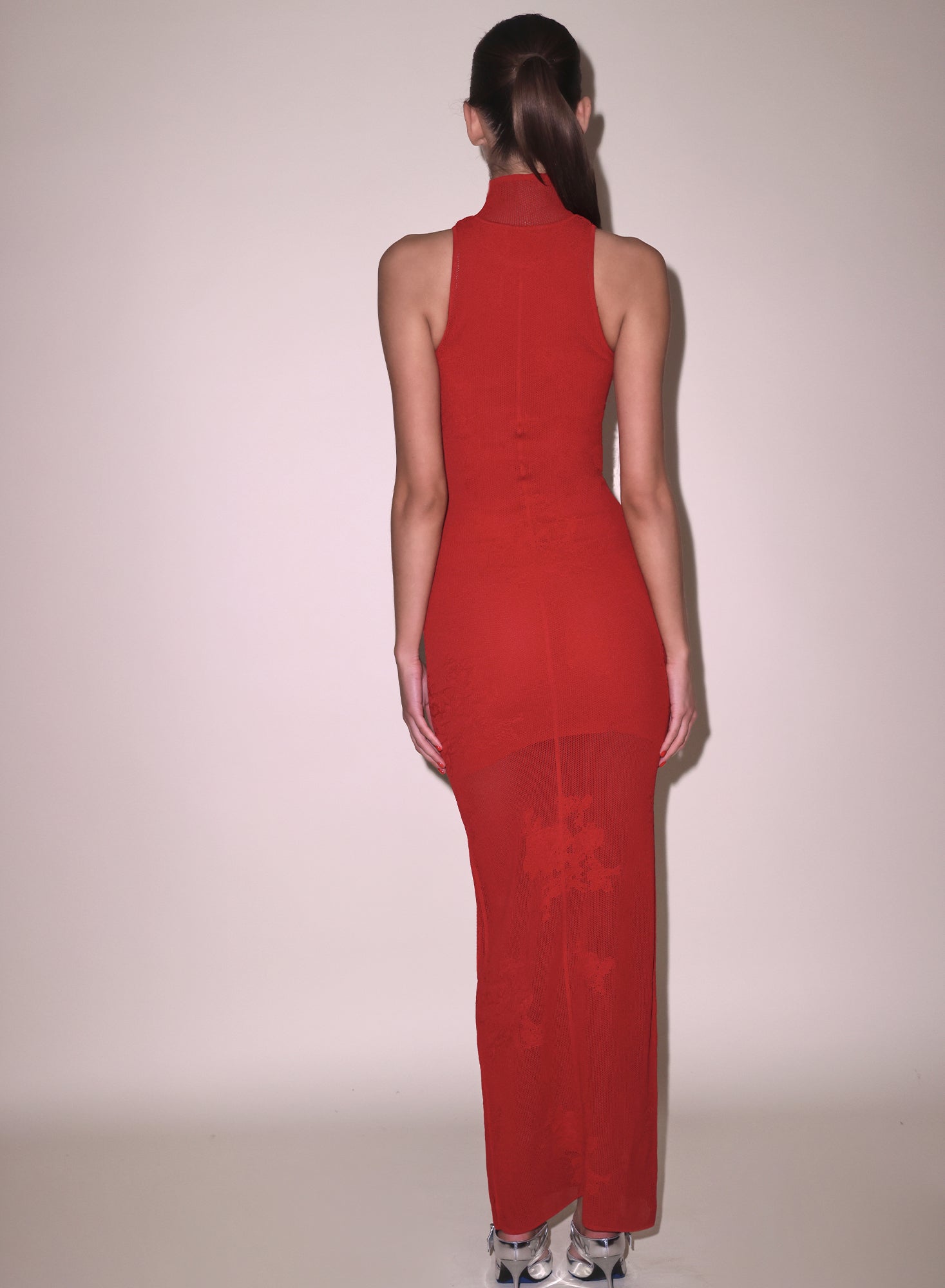 Fleur du Mal Ruby Red Lace Pointelle Racer Dress