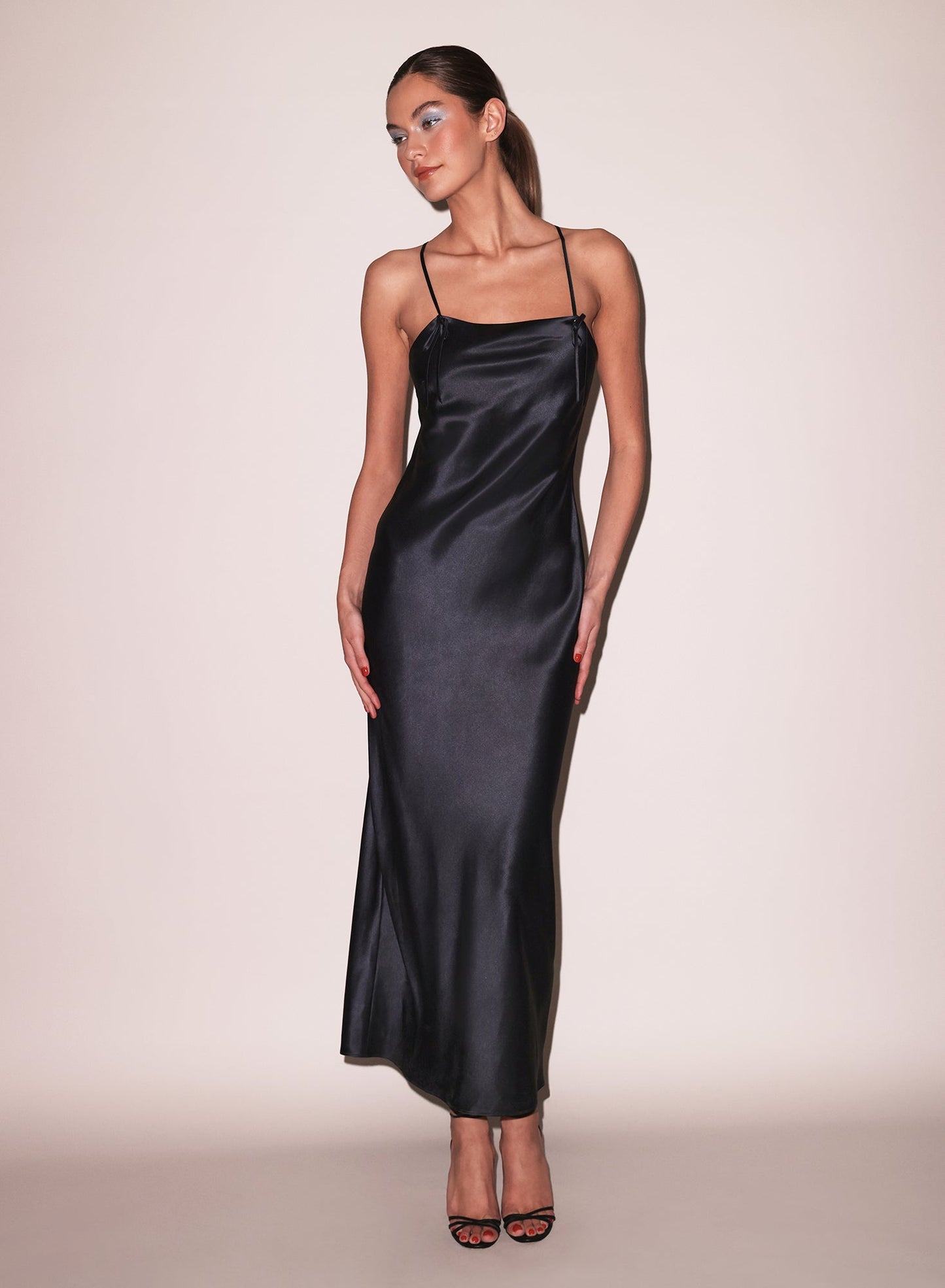 Fleur du Mal Black Open Back Maxi Slip Dress