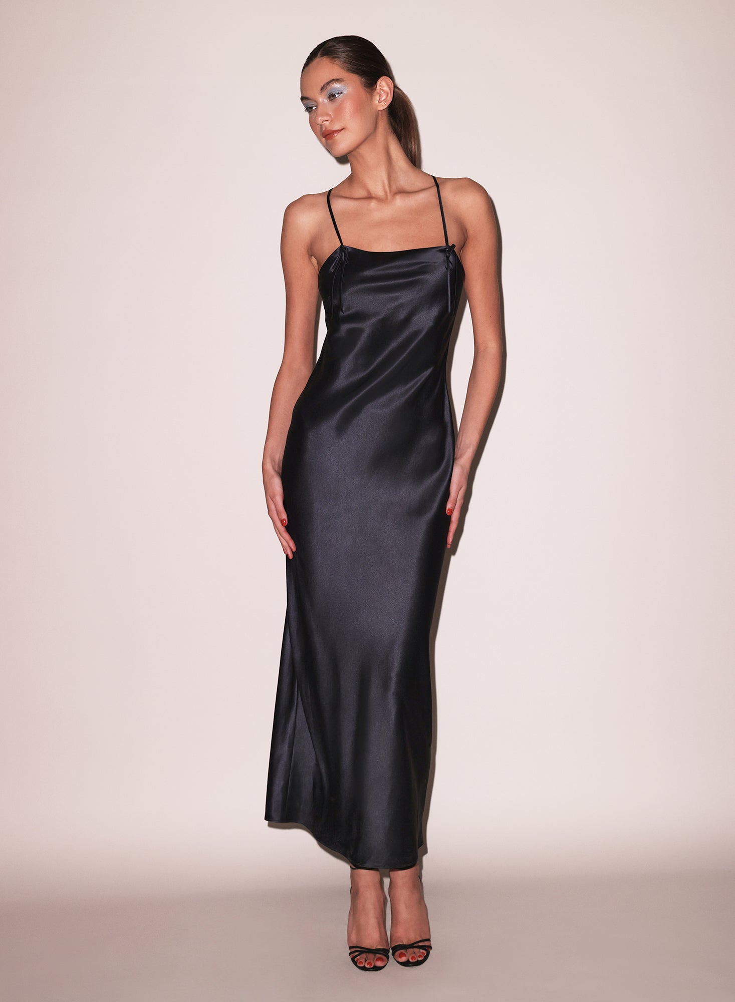 Fleur du Mal Black Open Back Maxi Slip Dress