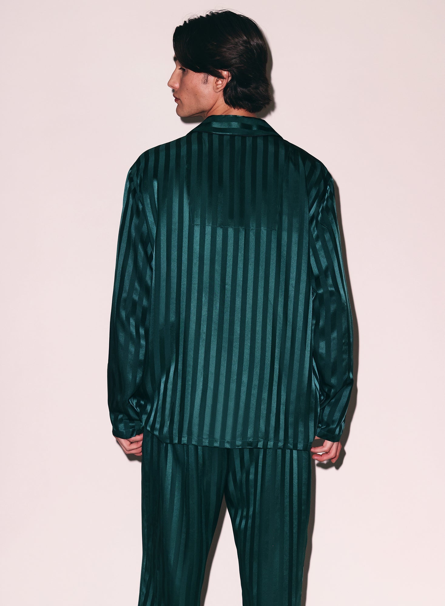 Fleur du Mal Green Silk Jacquard PJ Top