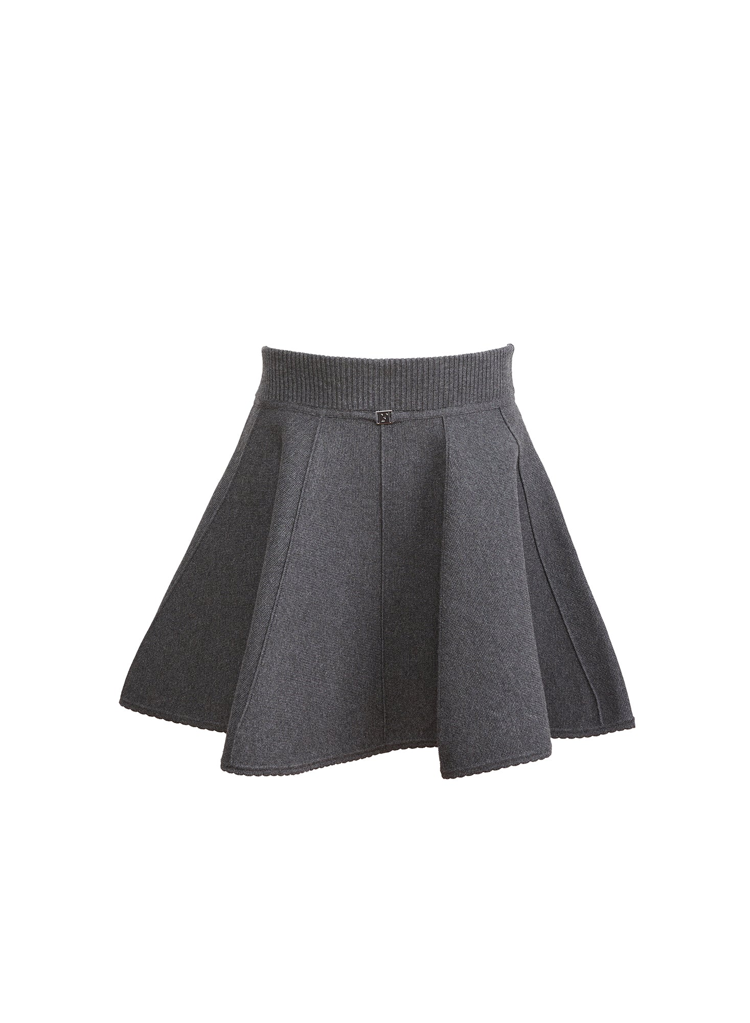 Fleur du Mal Dark Heather Grey Knit Flared Mini Skirt