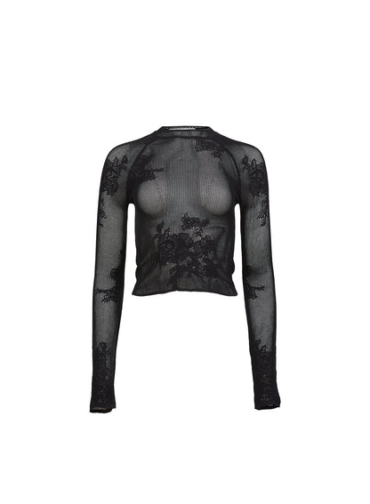 Fleur du Mal Lace Pointelle Long Sleeve Top