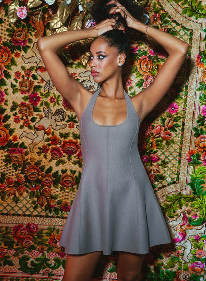 Fleur du Mal Grey Sofia Flared Dress