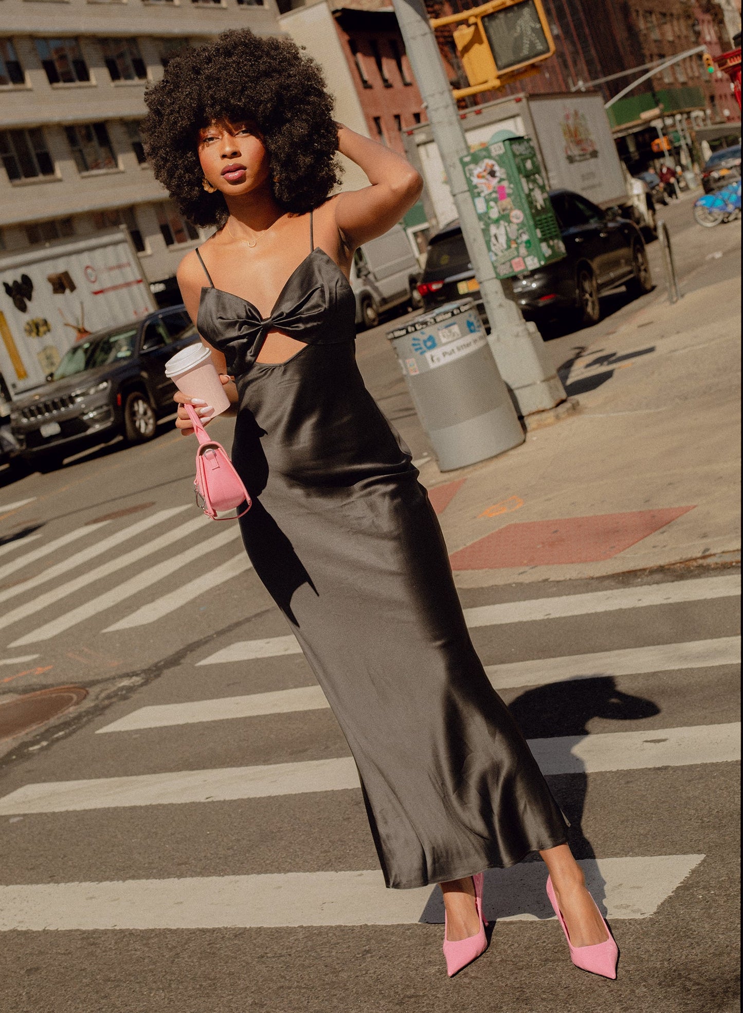 Fleur du Mal Black Bow Slip Dress
