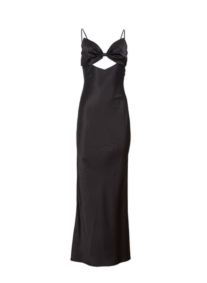 Fleur du Mal Black Bow Slip Dress