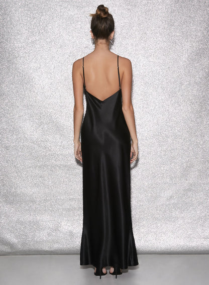 Fleur du Mal Black Bow Slip Dress