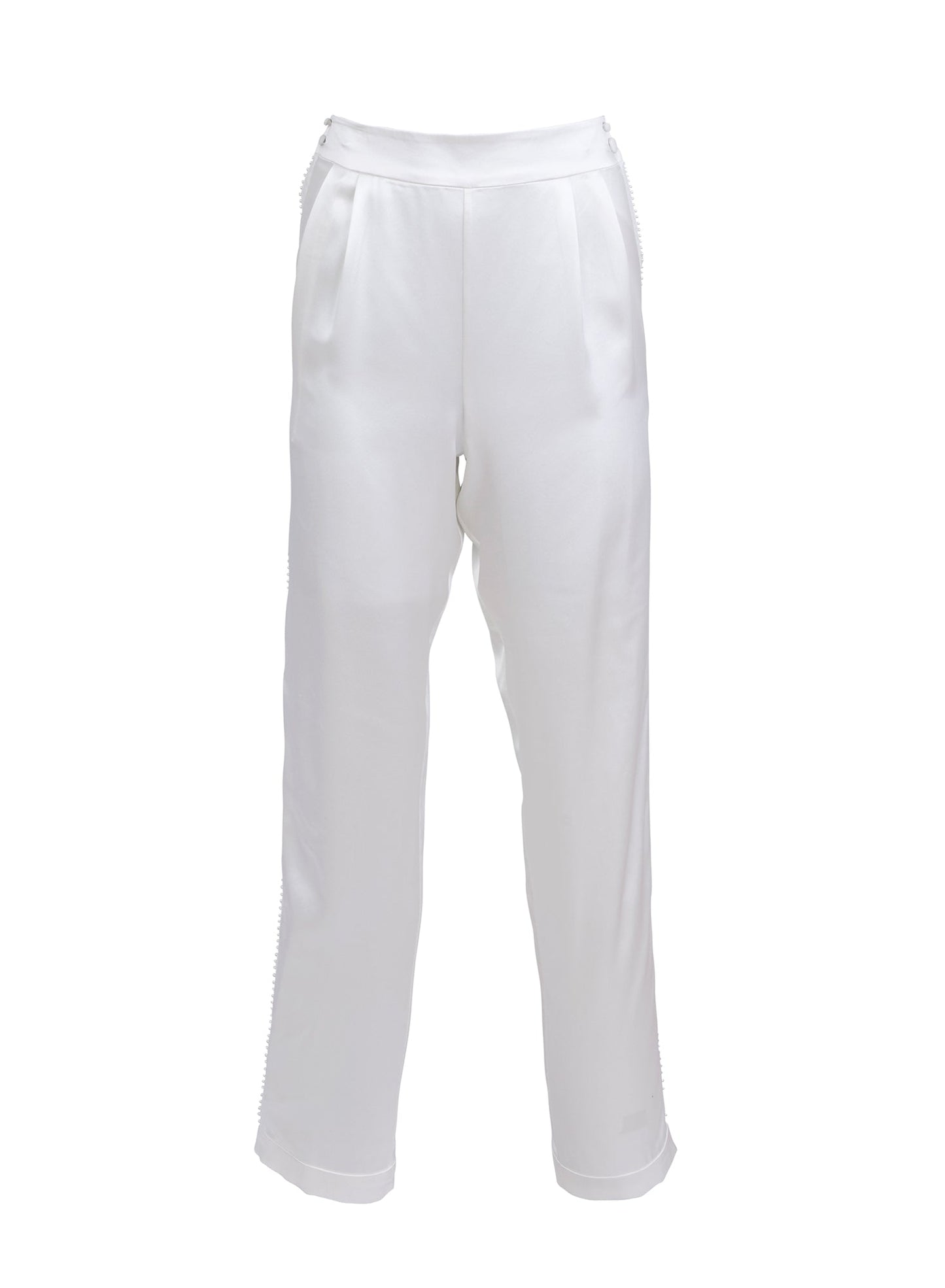 Fleur du Mal Ivory Pleated Tuxedo Pant