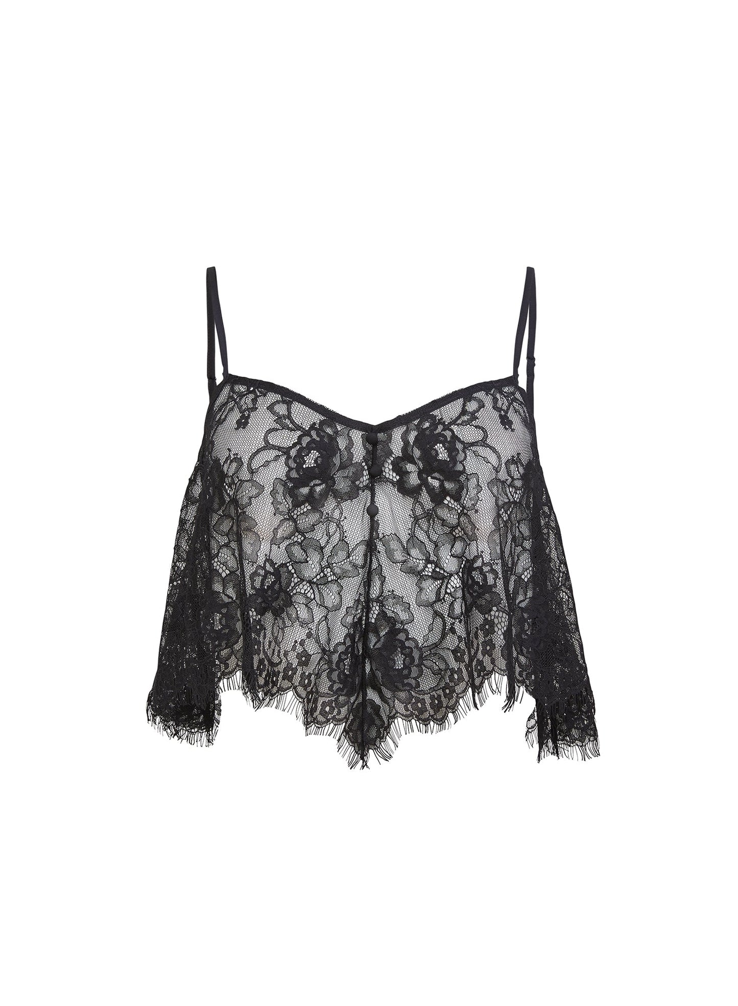 Fleur du Mal Black Juliet Lace Flutter Cami