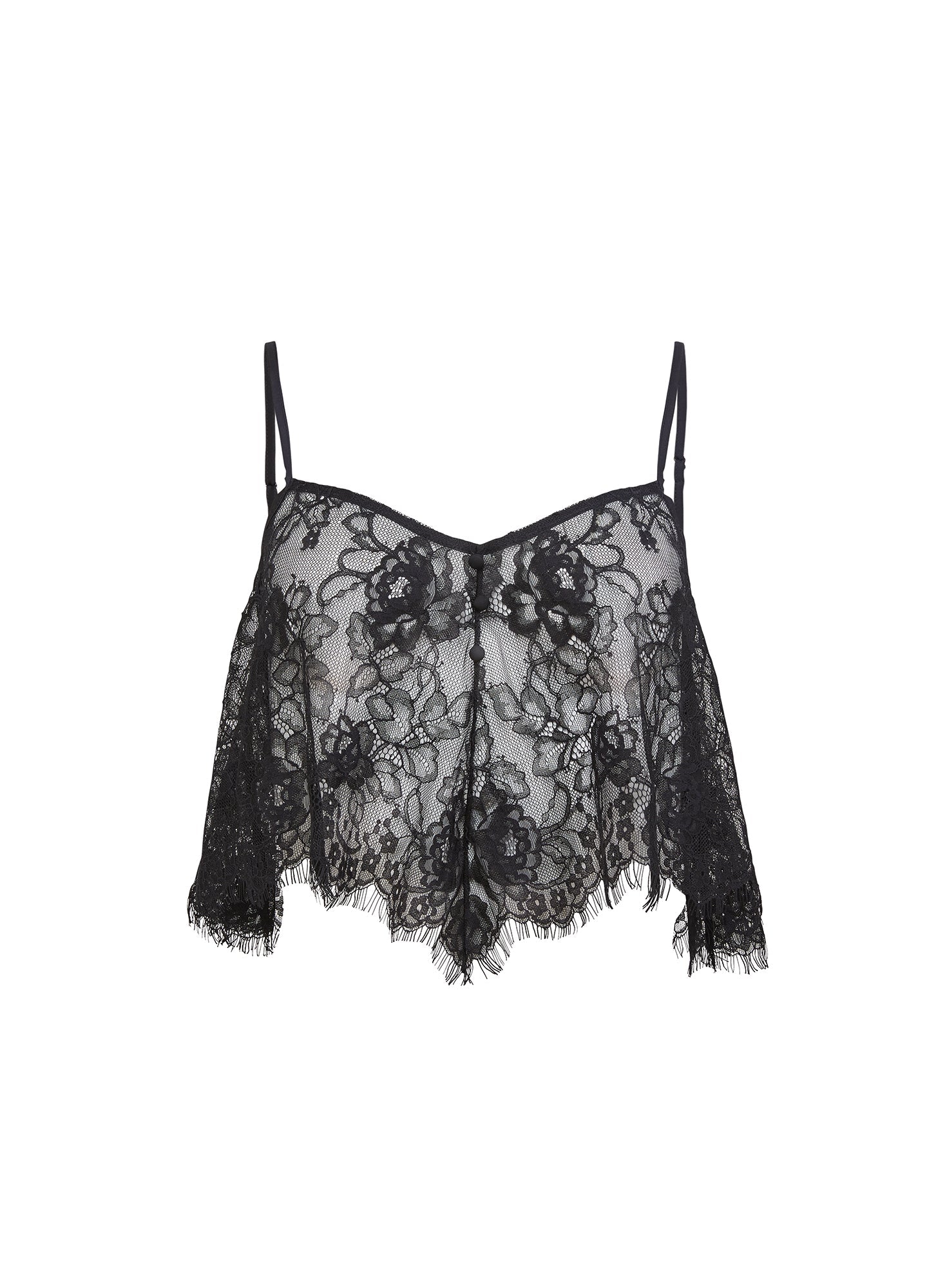 Fleur du Mal Black Juliet Lace Flutter Cami