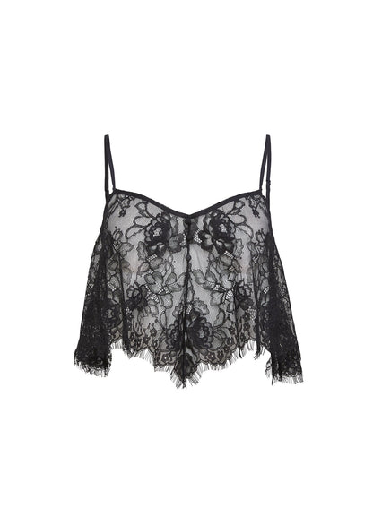 Fleur du Mal Black Juliet Lace Flutter Cami