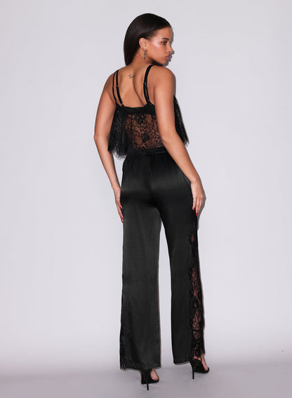 Fleur du Mal Black Juliet Lace Flutter Cami