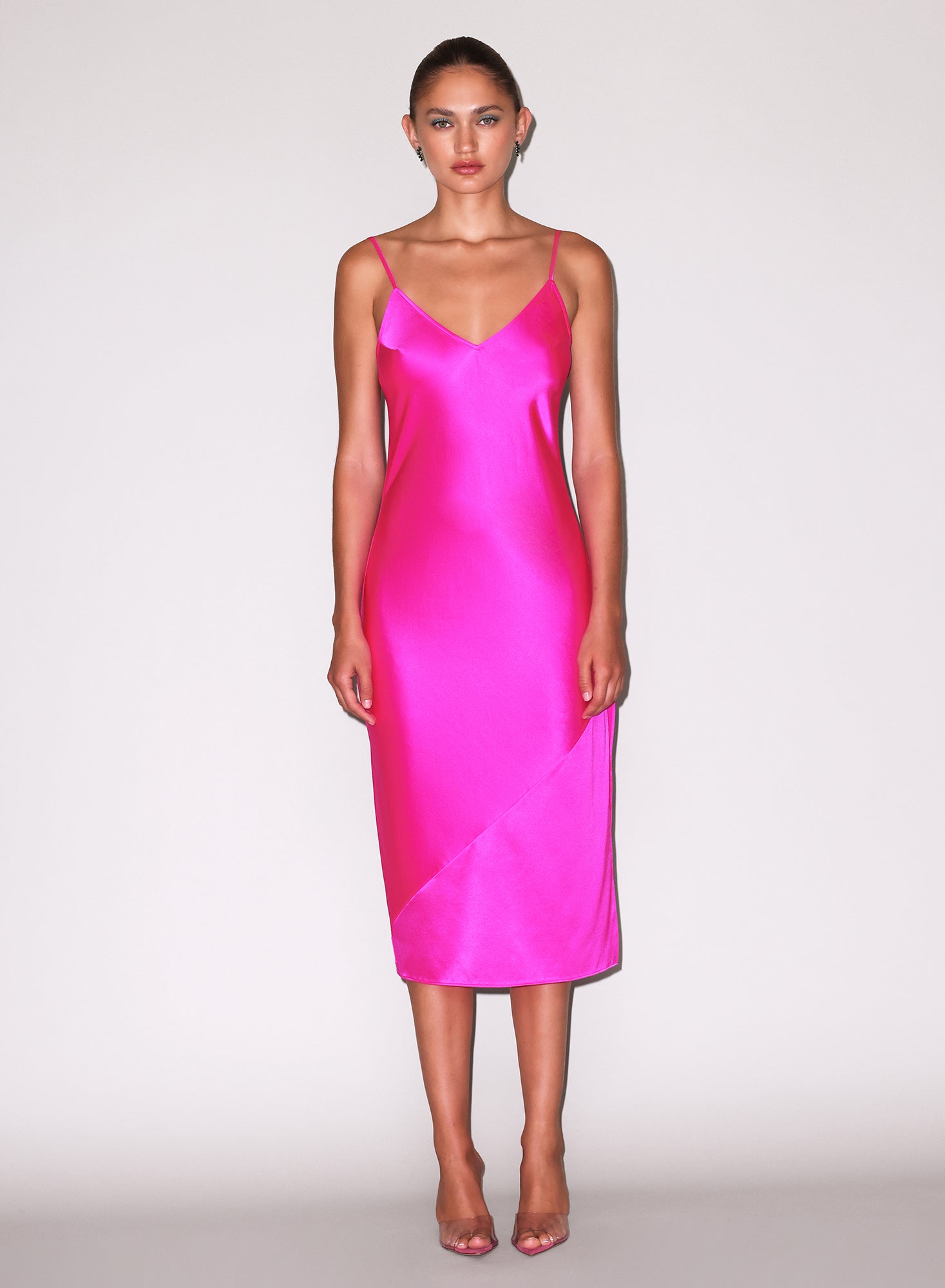 Fleur du Mal Wild Pink Silk V Slip Dress