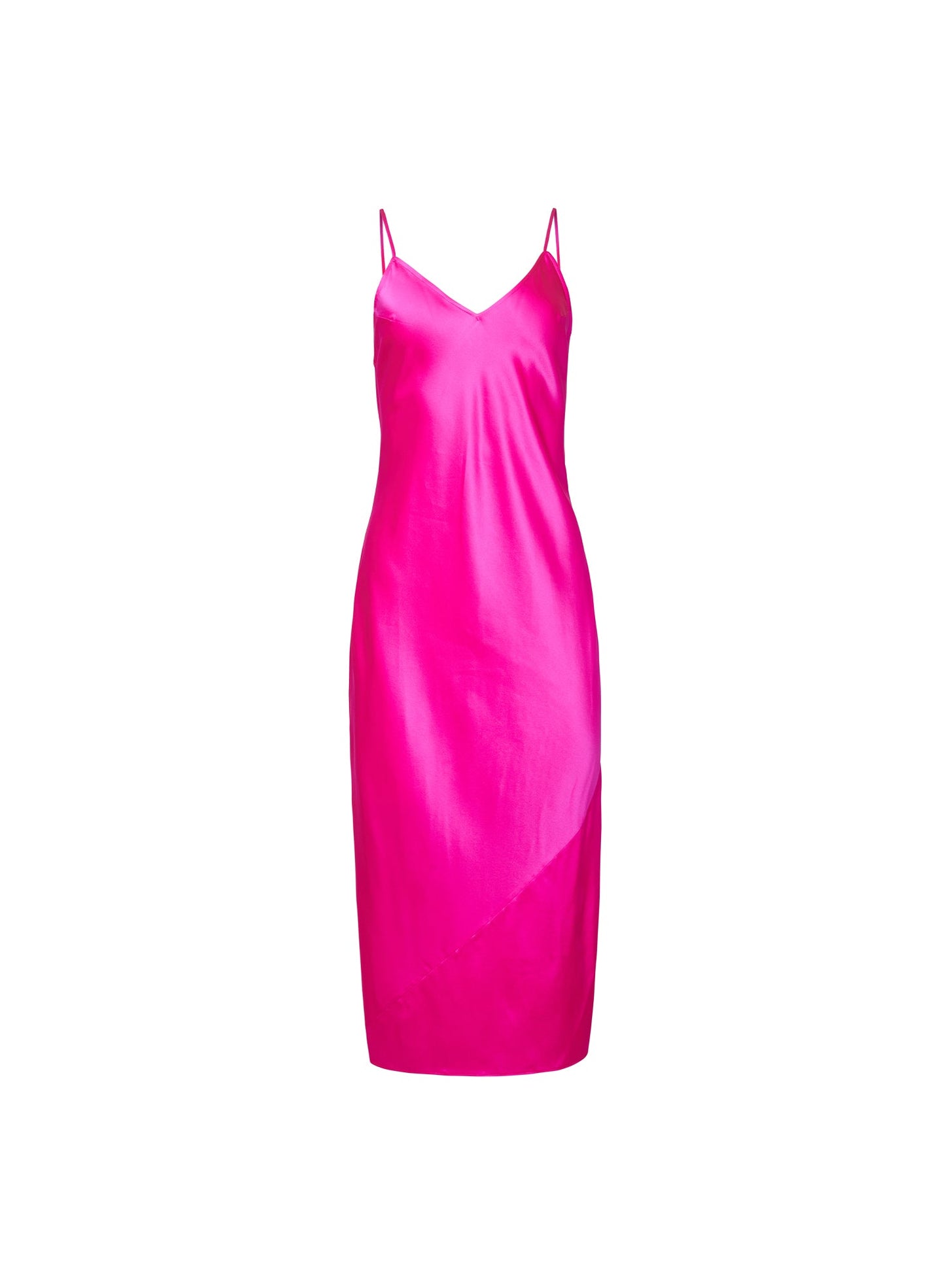 Fleur du Mal Wild Pink Silk V Slip Dress