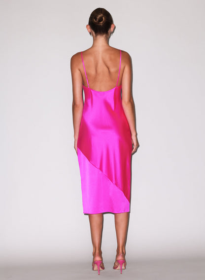 Fleur du Mal Wild Pink Silk V Slip Dress