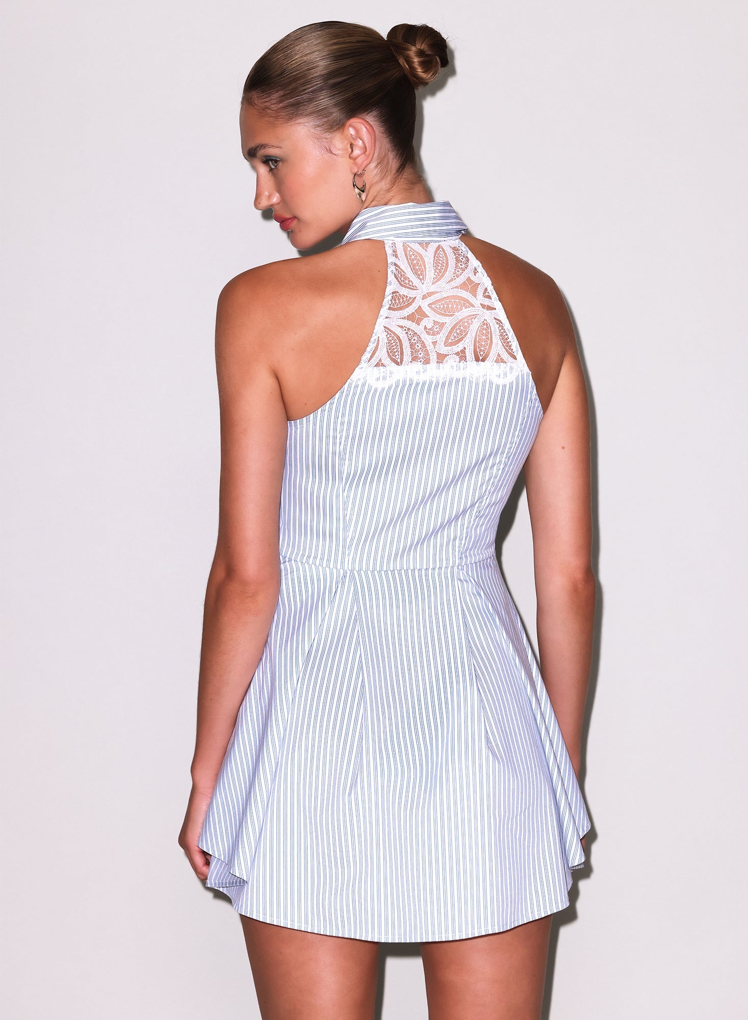 Fleur du Mal East Hampton Stripe Poplin Halter Dress