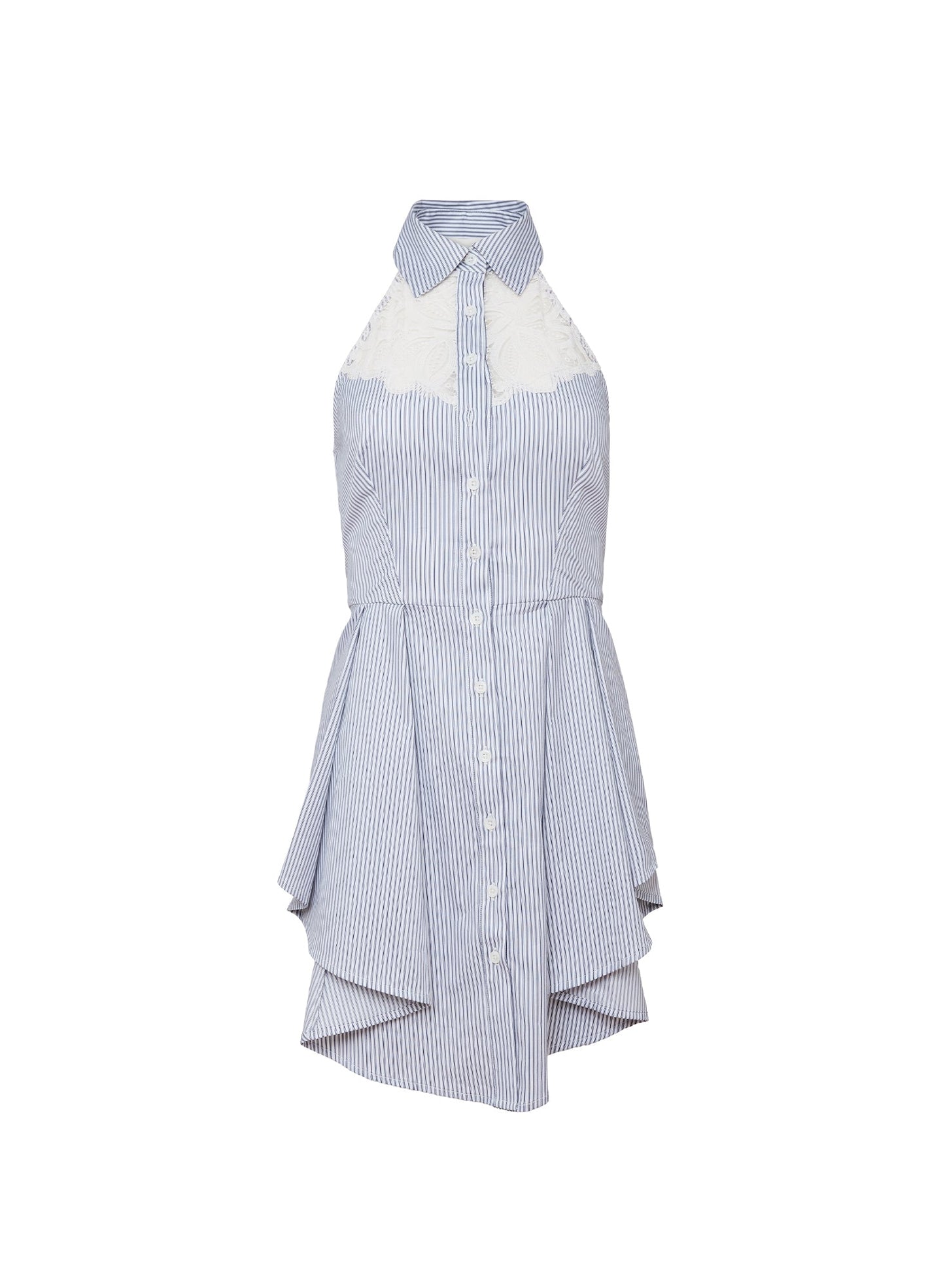 Fleur du Mal East Hampton Stripe Poplin Halter Dress
