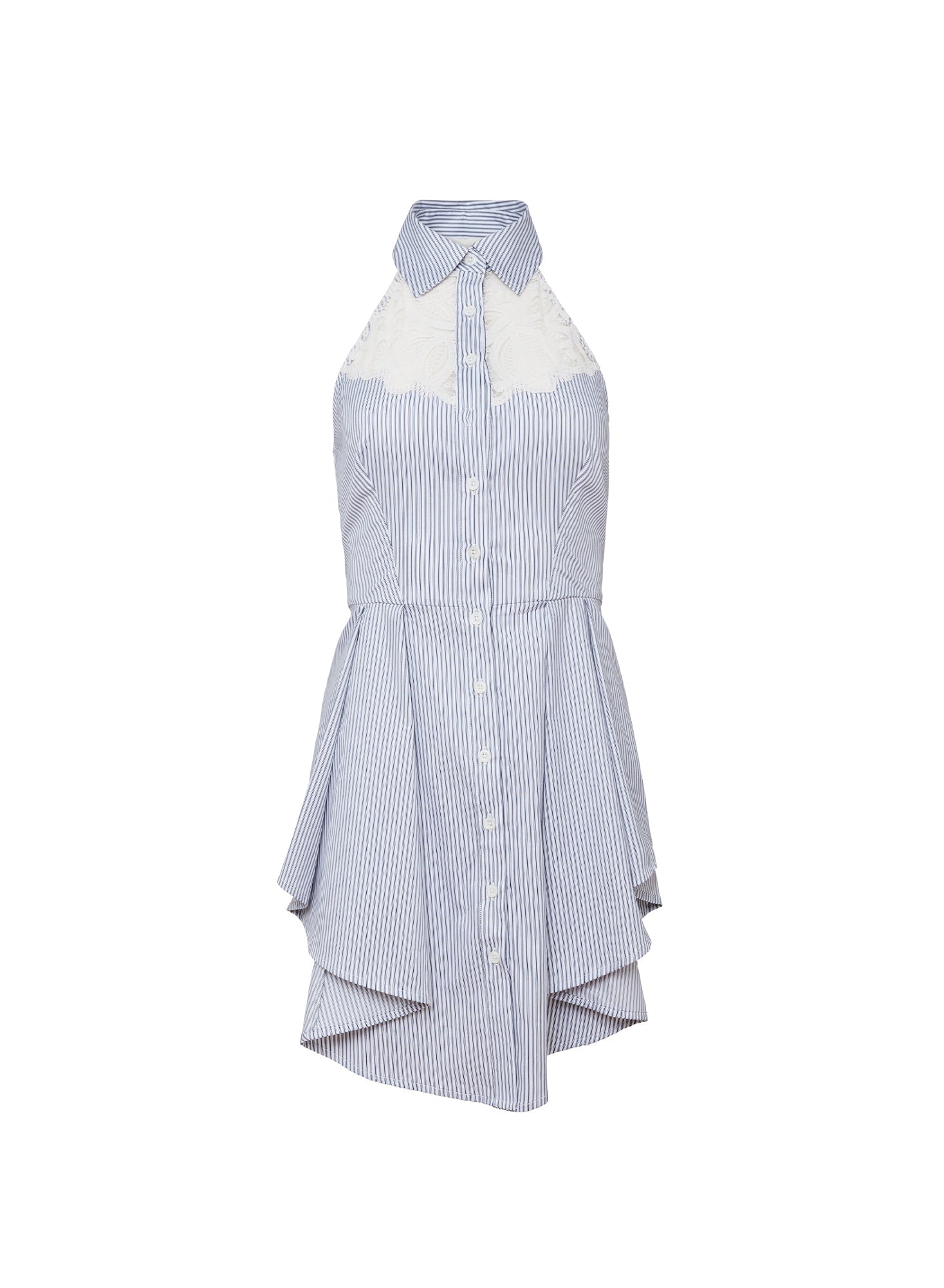 Fleur du Mal East Hampton Stripe Poplin Halter Dress