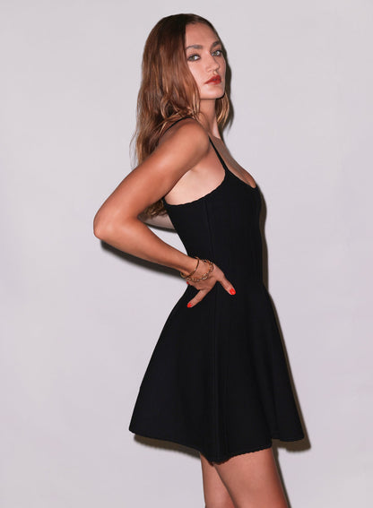 Fleur du Mal Black Flared Corset Dress Best Dress