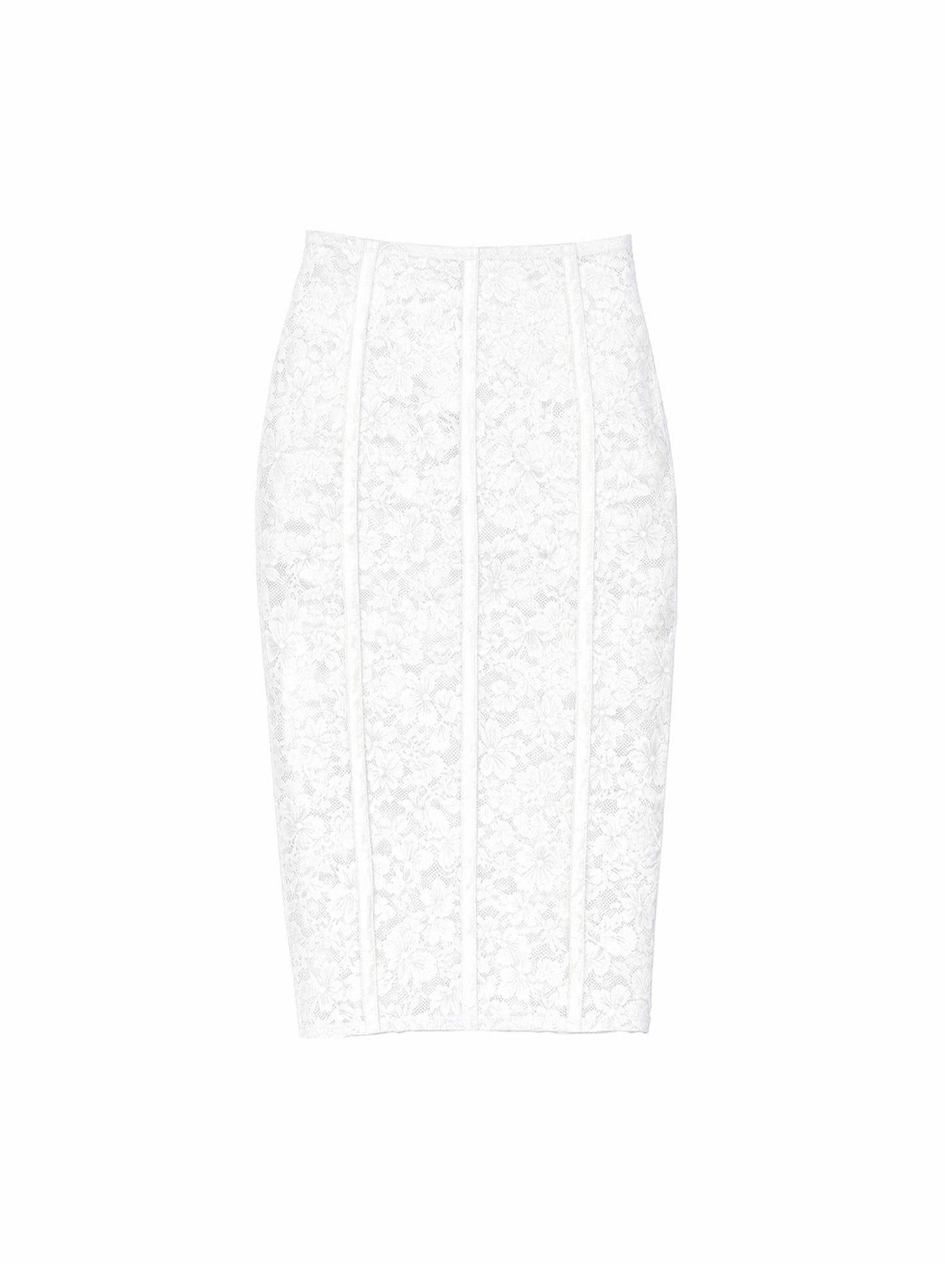 Fleur du Mal Ivory Le Stretch Lace Pencil Skirt
